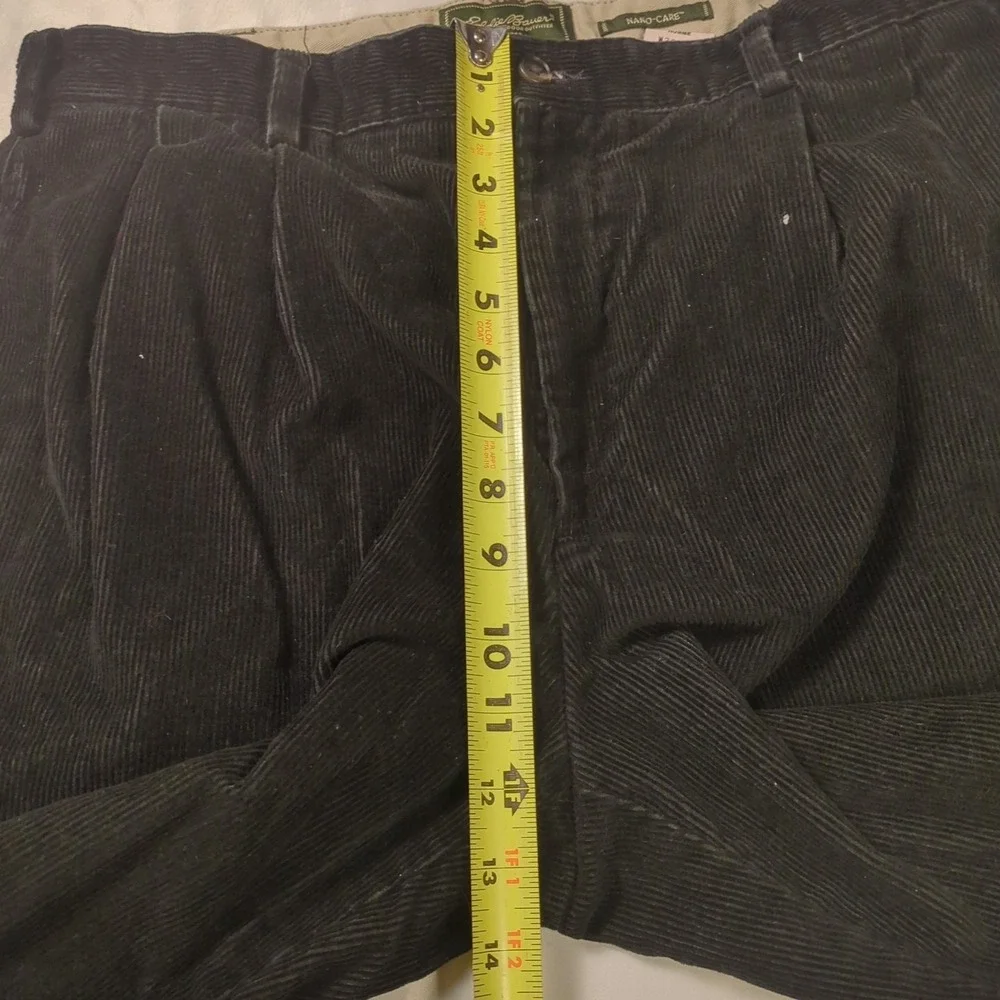 Vintage Eddie Bauer Black Corduroy‎ Pants Size 36x30 Mens Relaxed Fit Nano-care